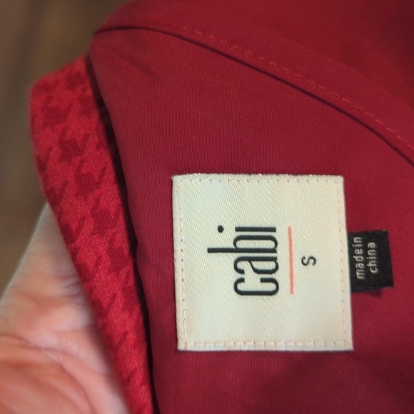 Cabi Stylish Red #3546 "Celebration" Jacket/Coat Red Tonal Houndstooth Sz S - Picture 12 of 15
